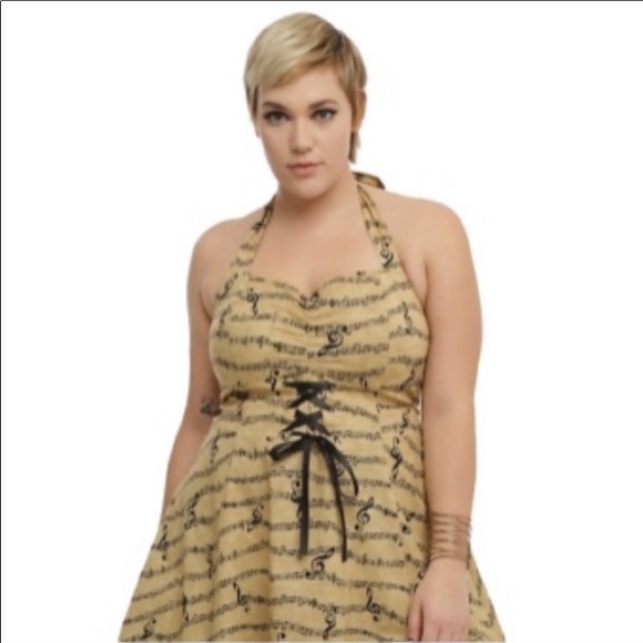 HOT TOPIC Music Note Rockabilly Pin-Up Style Corset Sleeveless Halter Dress - Picture 16 of 16